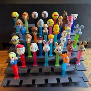 Pez Dispensers (31) and stand
